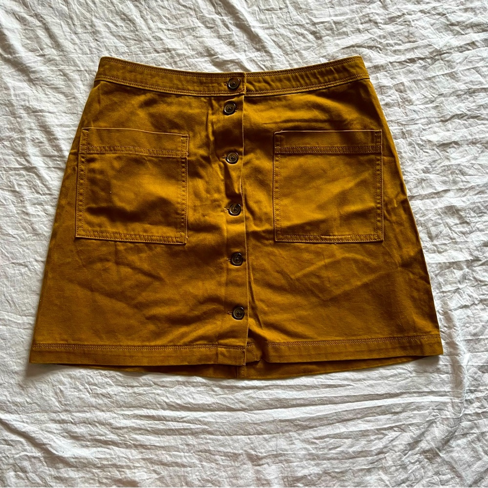Mustard Yellow Button Down Mini Skirt - Old Navy